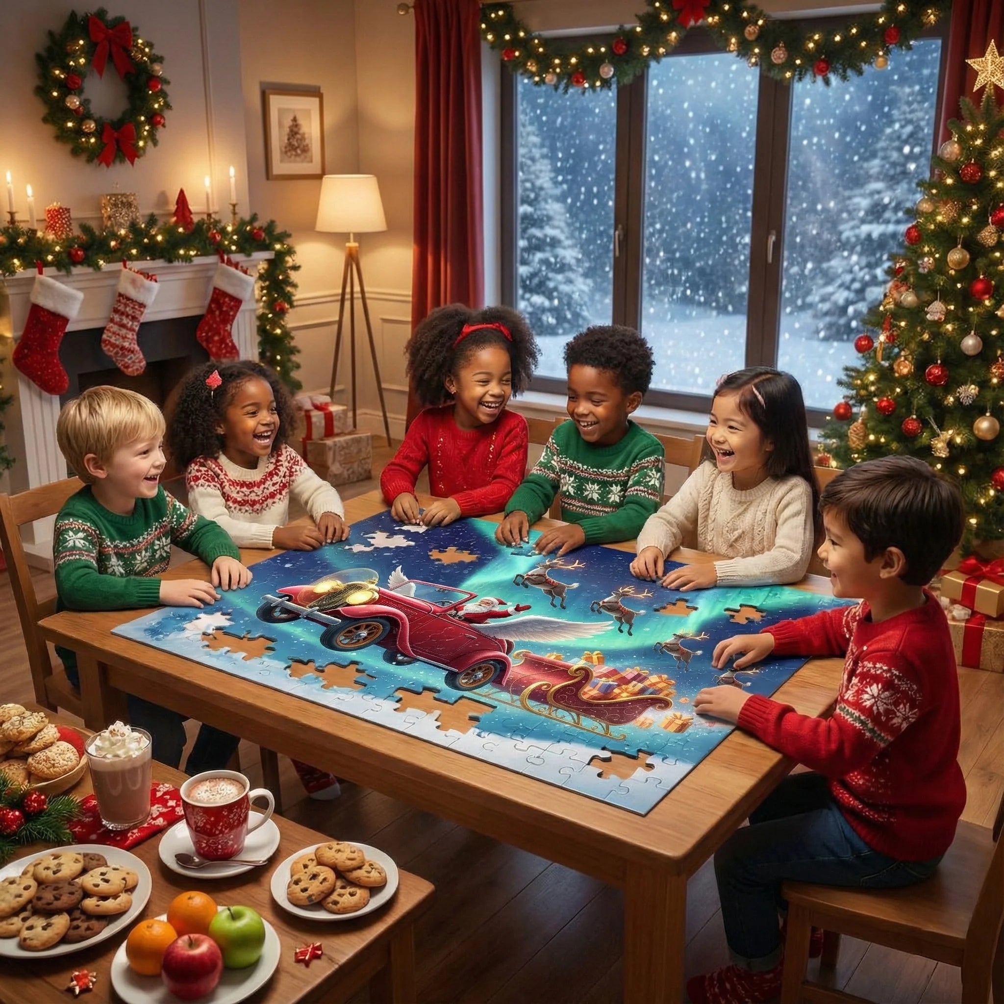 Car Kids Puzzle Santa Gifts Delivery