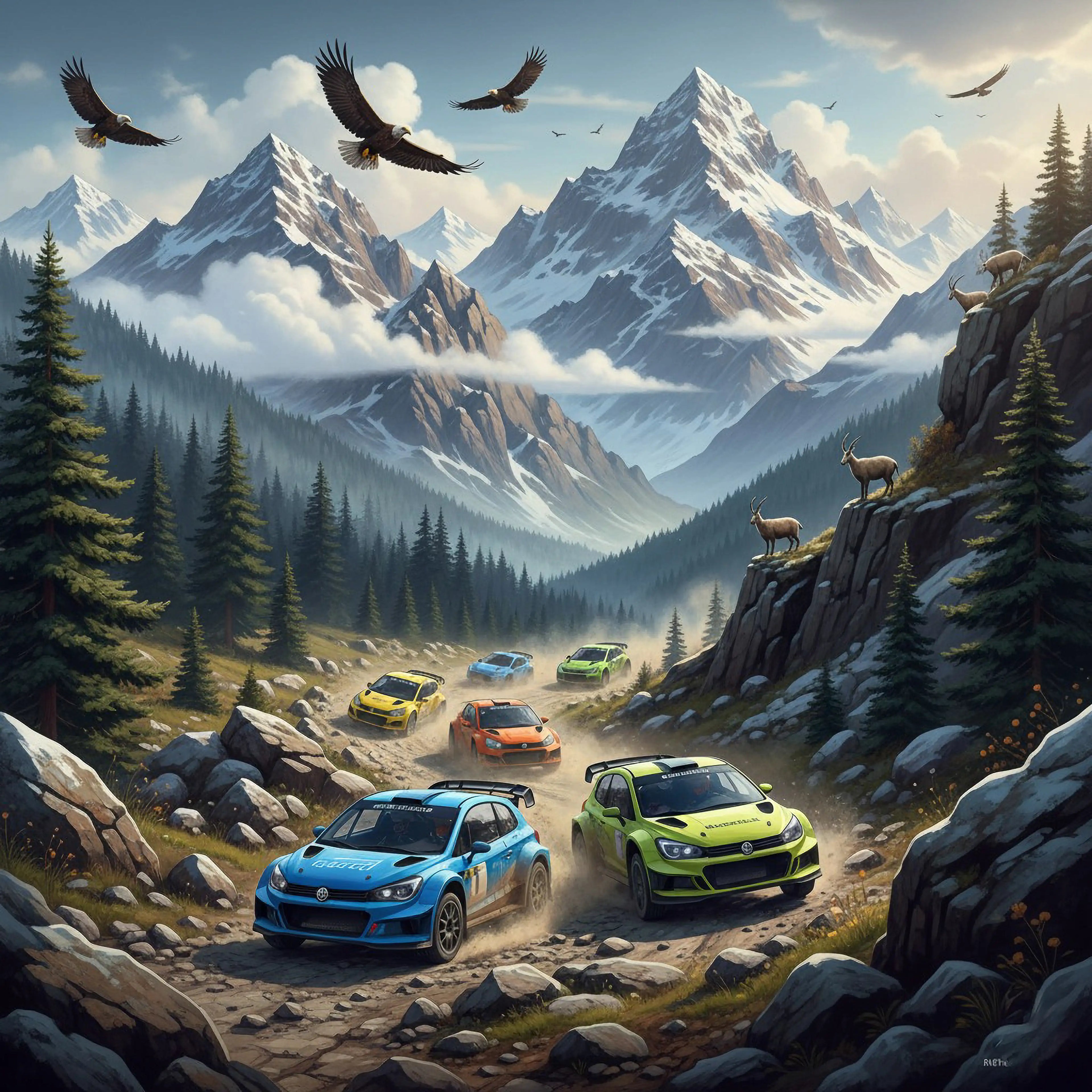 Car rally Kids Puzzle with Eagles 2